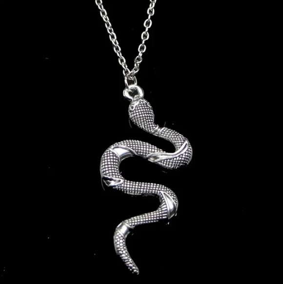 Snake 🐍 Pendant Necklace. Silver Chic Design. NWT - Picture 3 of 9